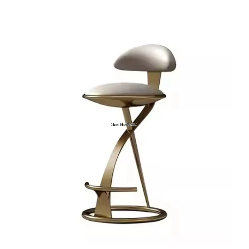 

Luxury Modern Bar Stool with Gold Metal Frame - Curved Backrest & Upholstered Seat for Kitchen & Bar Decor Chair
