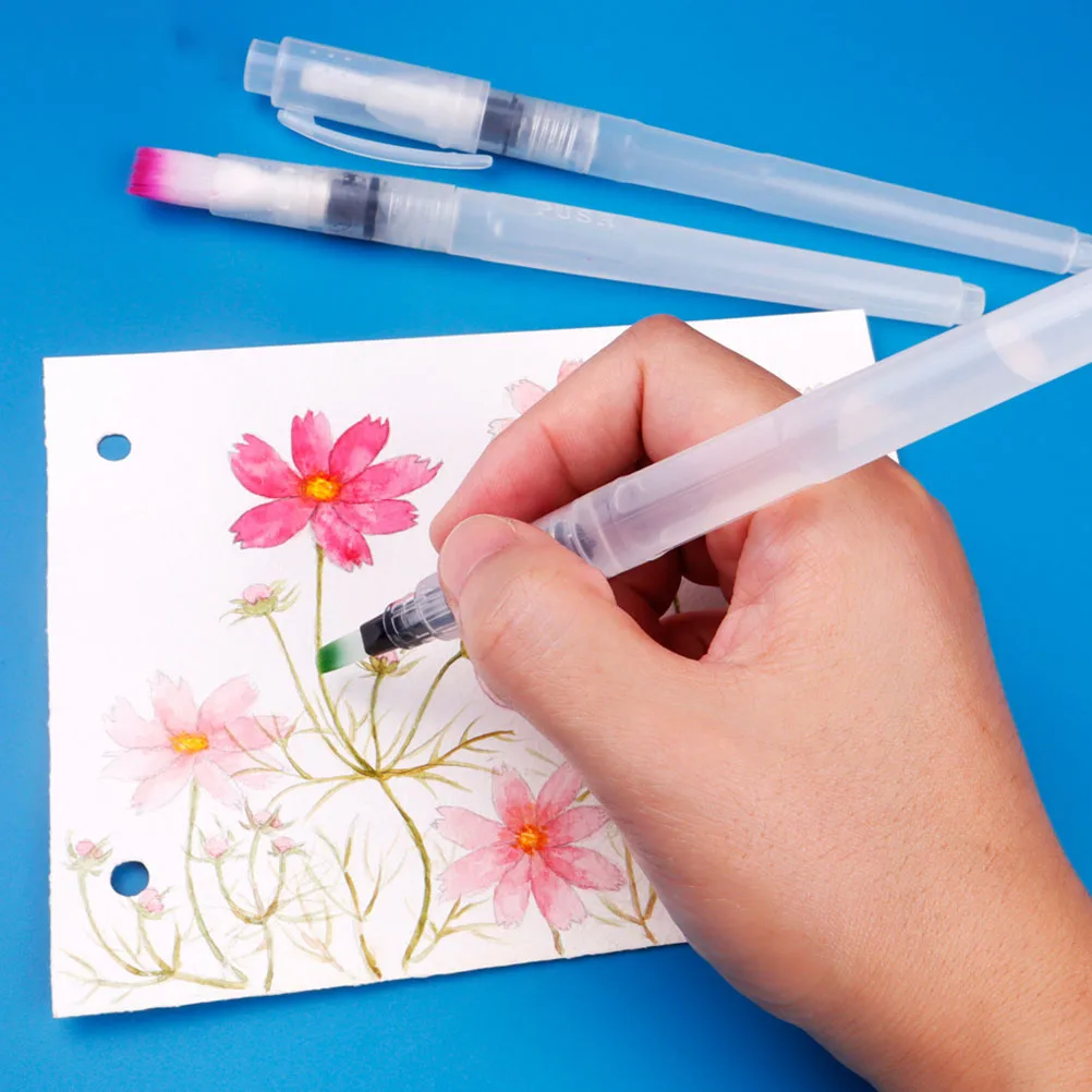 

6Pcs Water Injection Paintbrush Portable Transparent Watercolor Painting Brush Pen Multi-Function Drawing Tool for Kids Oil