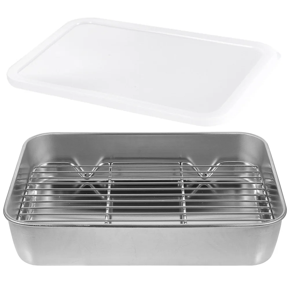 

1 set Stainless Steel Baking Tray 23x17x5cm Kitchen Prep Plate BBQ Accessories Grilling Pan Easy Clean Non Stick Practical Gift