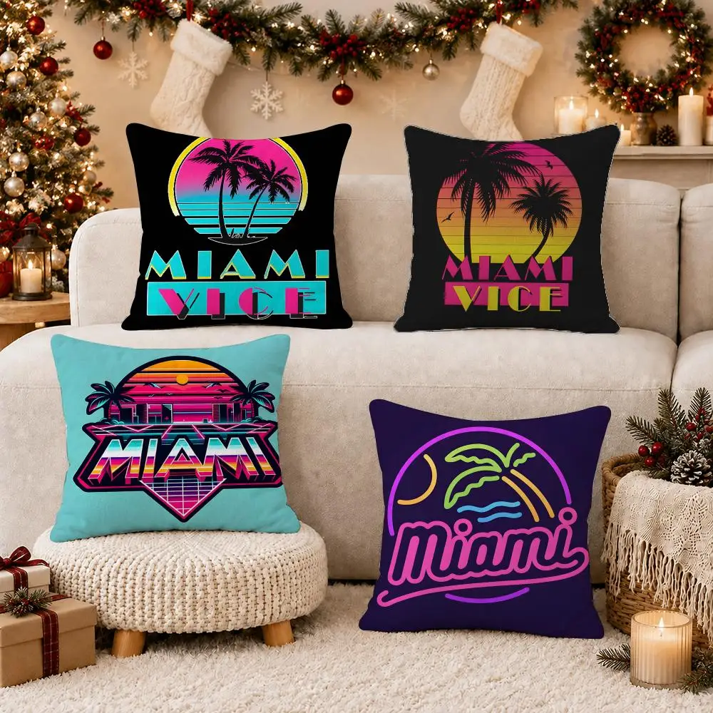 Movie M-Miami Vice Cushion Cover Soft Short Plush Pillow Case Cushion Cover for Living Room Sofa Decor