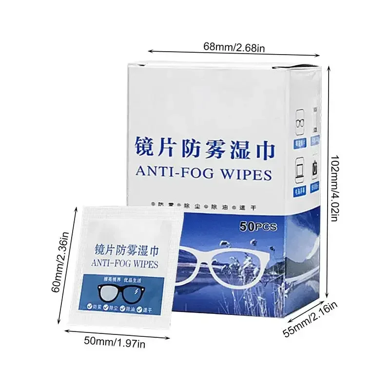 Toallitas de limpieza de lentes antiniebla, prehumedecidas, para gafas de sol, pantallas, cámara, 50 recuentos
