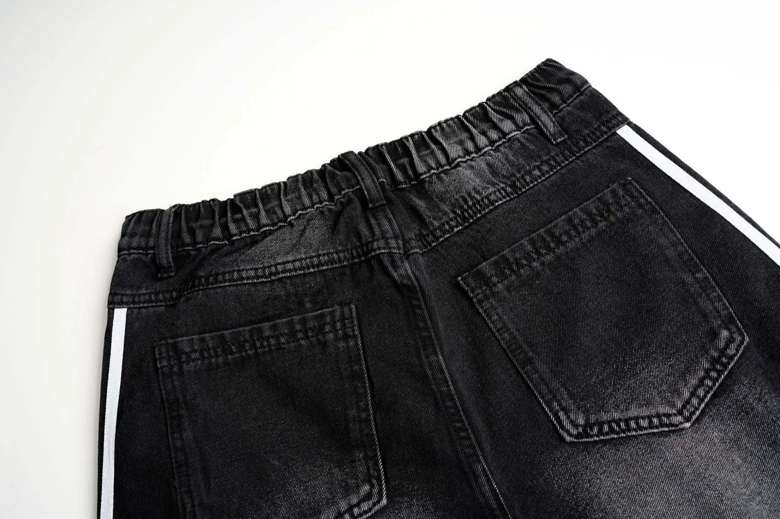 Herren High Street Hip Hop Jeans Hose Loose Fit Vibe Style Denim Hose für Männer Gestreifte Dekoration Baggy Y2K Jeans gewaschen