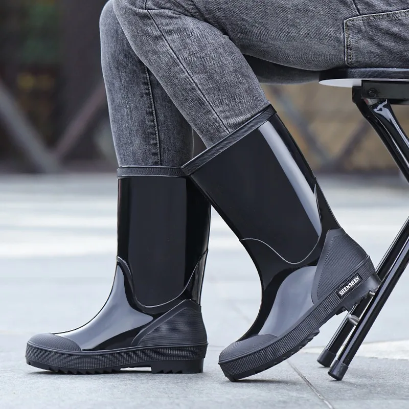 New, rain boots, men\'s rain ,boots waterproof 2024 new mid-tube kitchen car wash waterproof fishing anti-slip men\'s rubber shoes