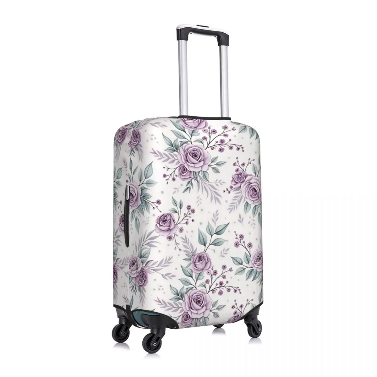 Custom Lavender Rose Floral Pattern Luggage Cover Fashion Suitcase Protector Covers Suit For 18-32 inch