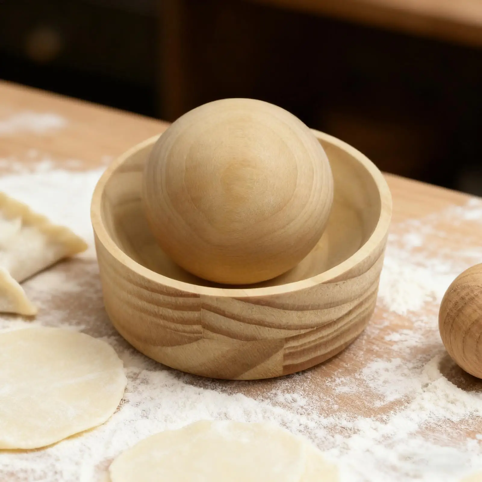 Wood Dumpling Maker Mold And Ball Manual Dough Skin Presser Hand Pie Rolling Ball For Dumpling Pie Bun Pastry Empanada Kitchen