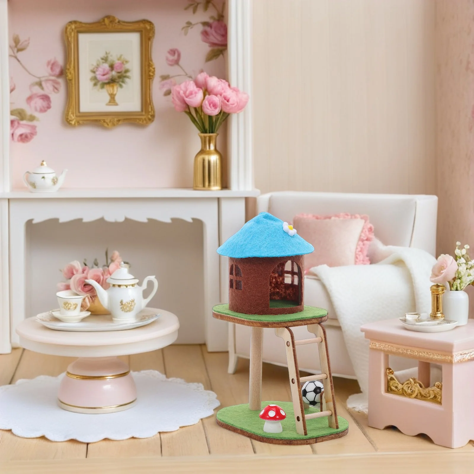 

Мини-рамка для лазанья для кошек, компактная деревянная башня для кошек для мебели для кукольного домика, украшение для крошечного дома, аксессуары для кукольного домика