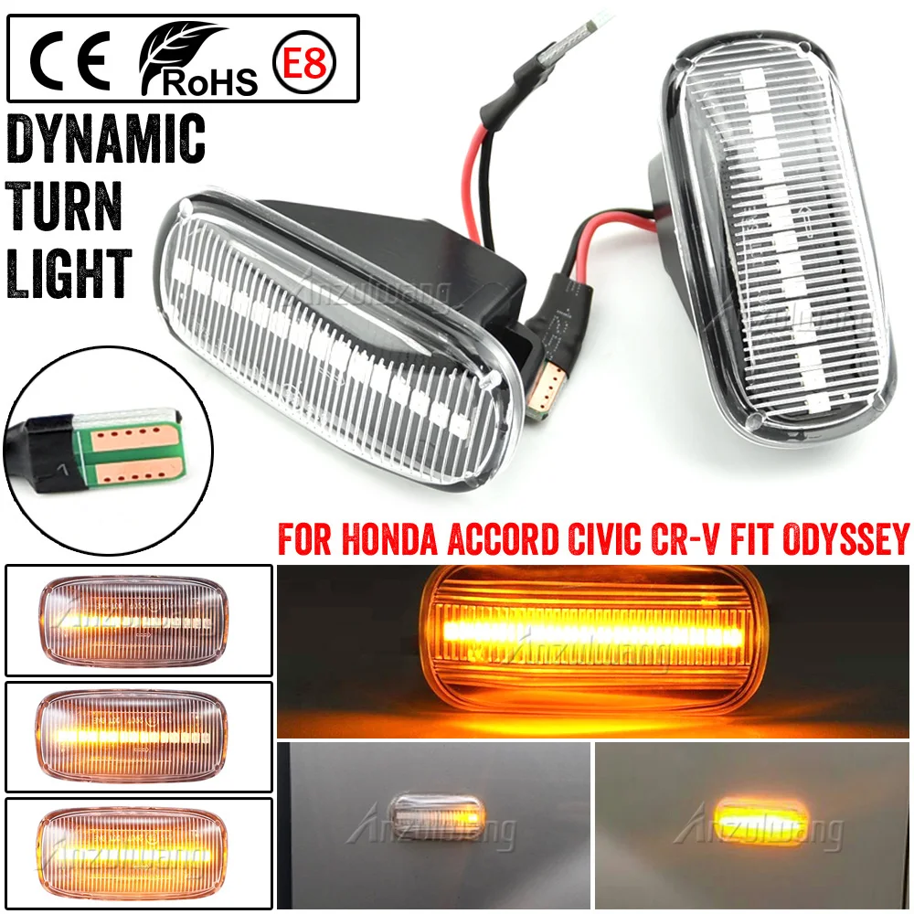 

Waterproof 2Pcs Dynamic Side Marker Turn Signal Light Lamp For Honda CRV Accord Civic Jazz Fit Stream Integra DC5 City Odyssey