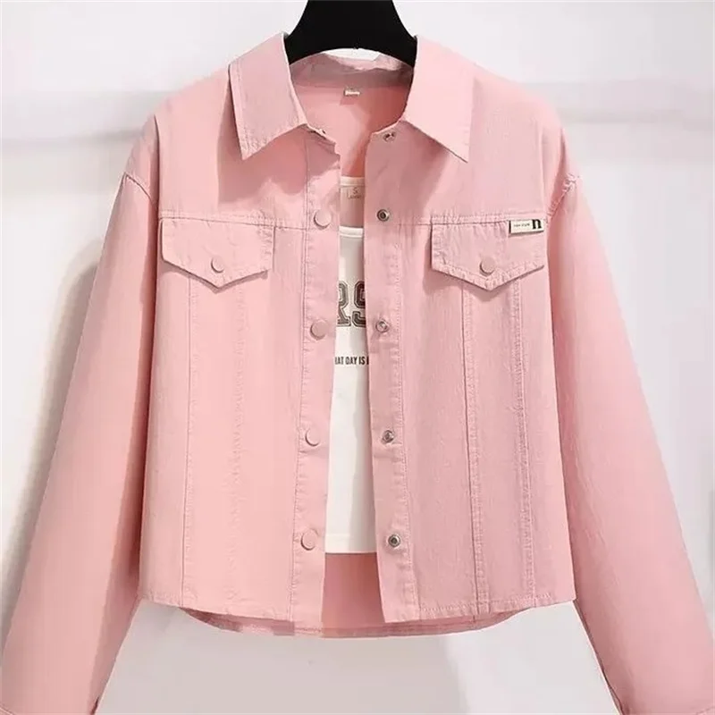 2024 Little Fresh Female Solid Color Cardigan Shirt Tops Coat Spring salt Series Versatile Long Sleeved Cardigan Blouse Jacket