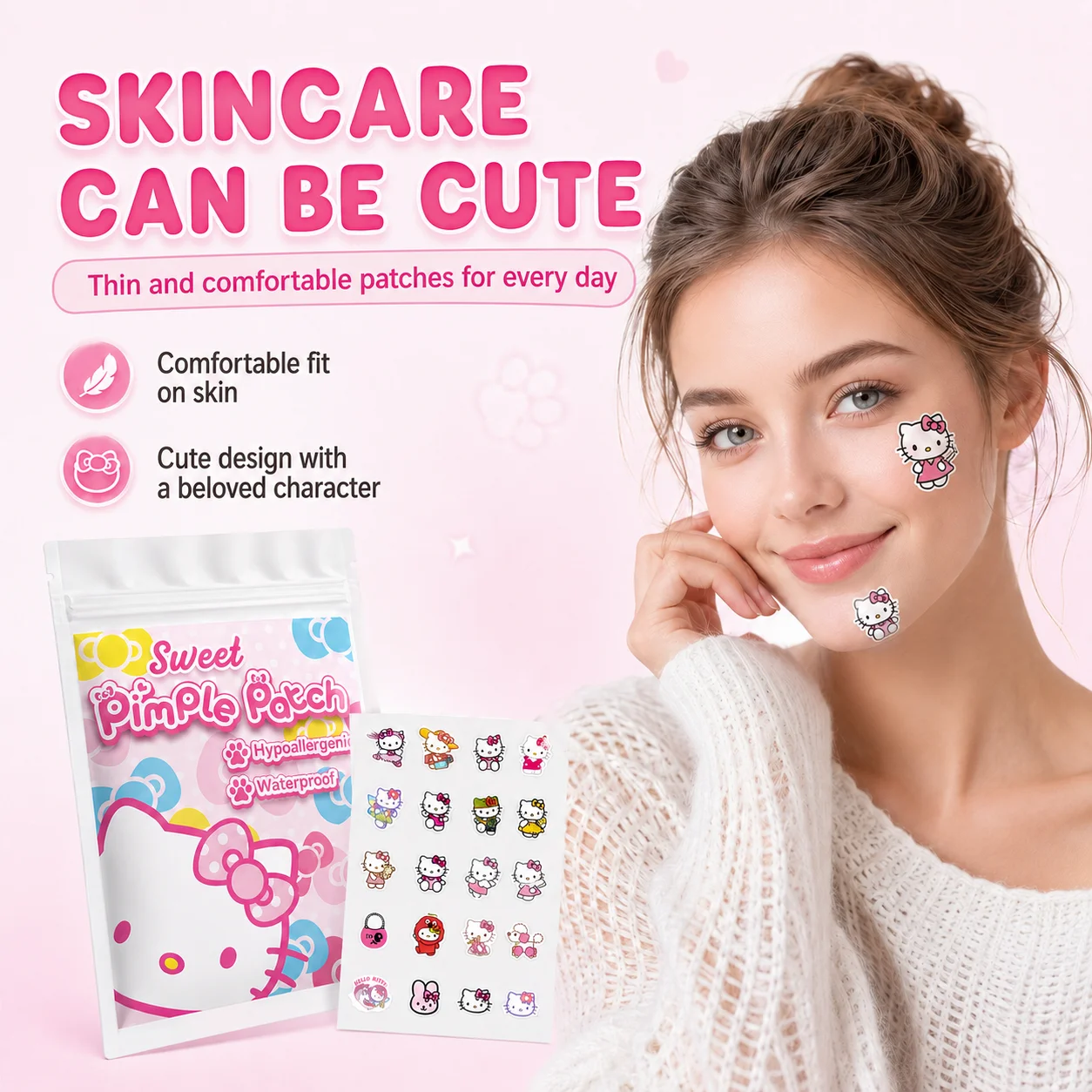 125piece San‑rio Hello‑Kitty‑themed hydrocolloid acne patches facial decorative stickers that can cover blemishes and acne scars
