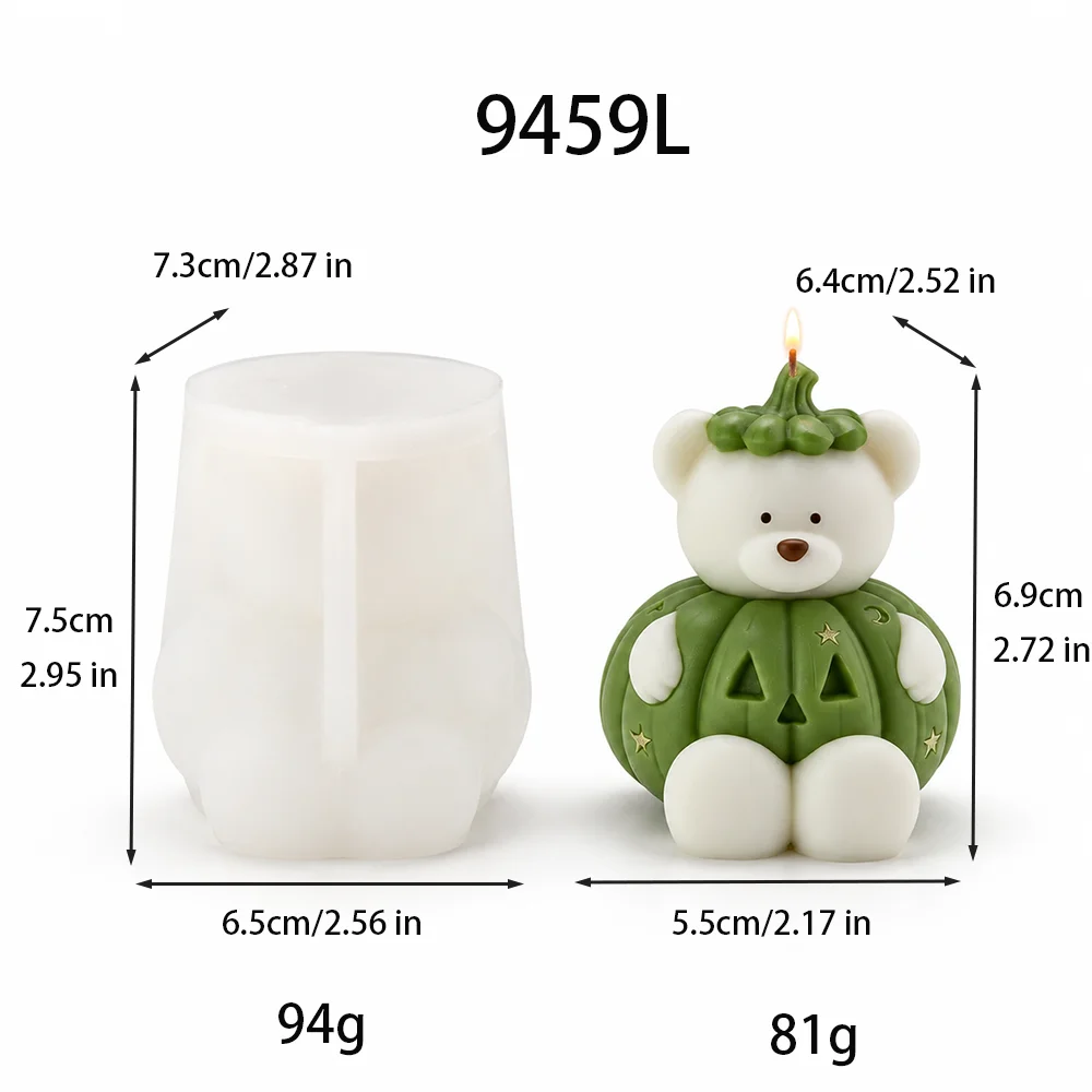 Pumpkin Bear Design Halloween Candle Mold Bandage Bear Plaster Casting Crafts Silicone Molds Halloween Candle Making Supplies