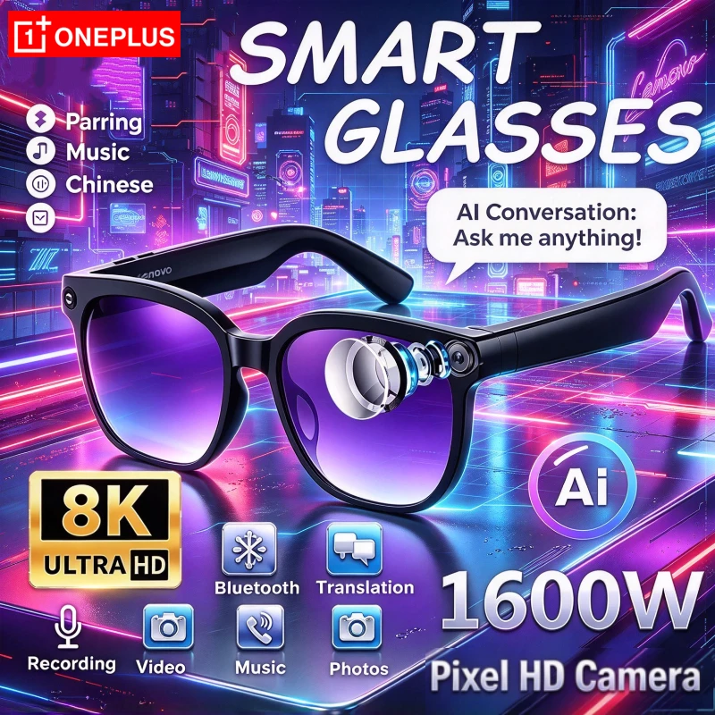 OnePlus AI Smart Sunglasses 8K Camera Photo Video Recording Bluetooth5.4 Touch Translator Voice Assistant Wireless Smart Glasses