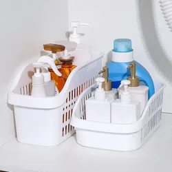 Multi-Functional Storage Basket for Bathroom Shower Gel and Shampoo, with Drainage Holes and Handles, Hollowed Out Design