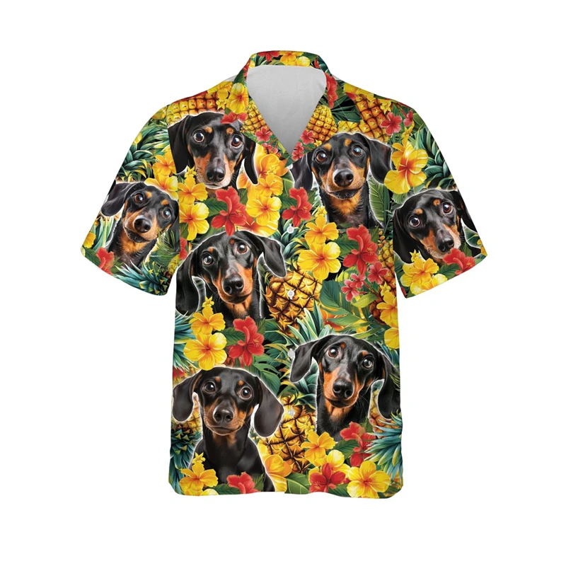 

Fashion Rottweiler Graphic Beach Shirt Hawaiian Animal Dog Shirts For Men Pet Beagle Short Sleeve Golden Retriever Blouses Tops