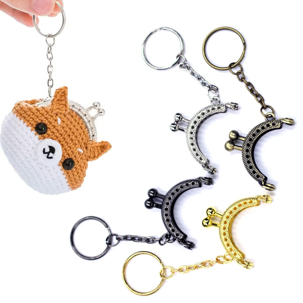 Colors Bag Purse Metal Arc Frame Kiss Clasp Lock With Key Ring Handle Accessories 4x3.5cm
