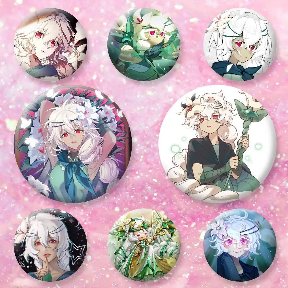 Run Kingdom White lily C-Cookie Button Pins Backpack Clothing Decor Brooch Badge Jewelry Gifts for Kids