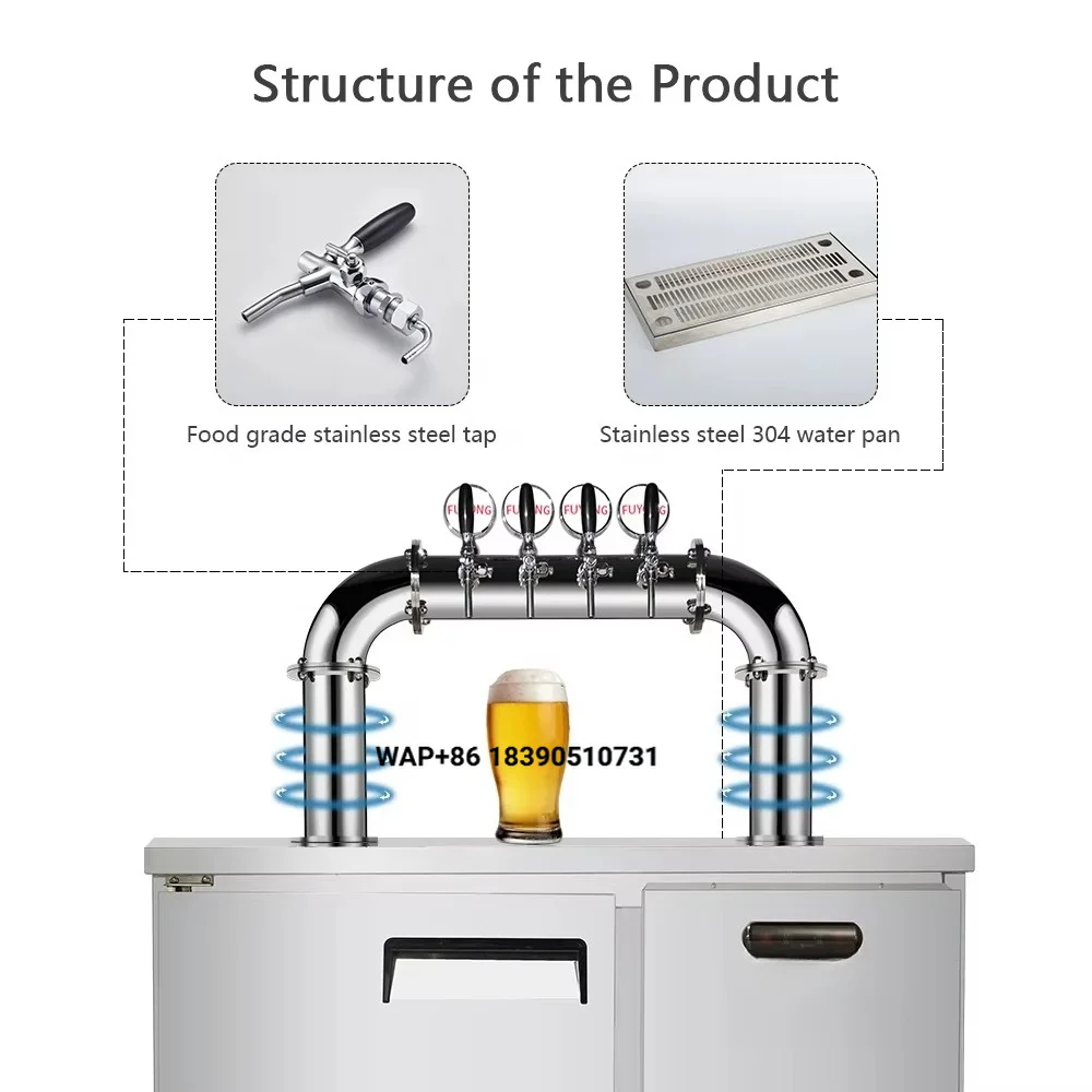 Stainless Steel Dual Cooling Draft Beer Machine Cocktail Party Kegerator Dispenser for Beer & Drinks