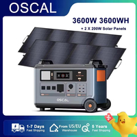 Oscal PowerMax 3600 Portable Power Station 3600Wh (Surge 7200W) With 2 X 200W Folable Solar Panels 3 proof function Morse Code