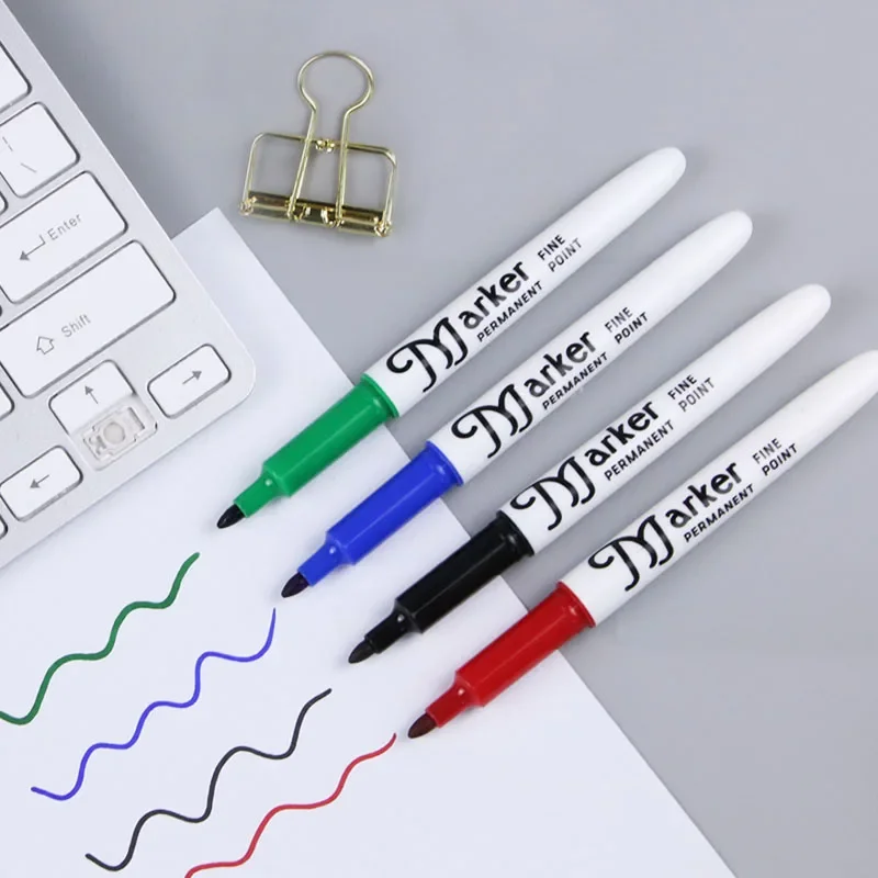 4Pcs/set Permanent Marker Indelible Waterproof Oily Pens Waterproof Markers Pen Office School Stationery