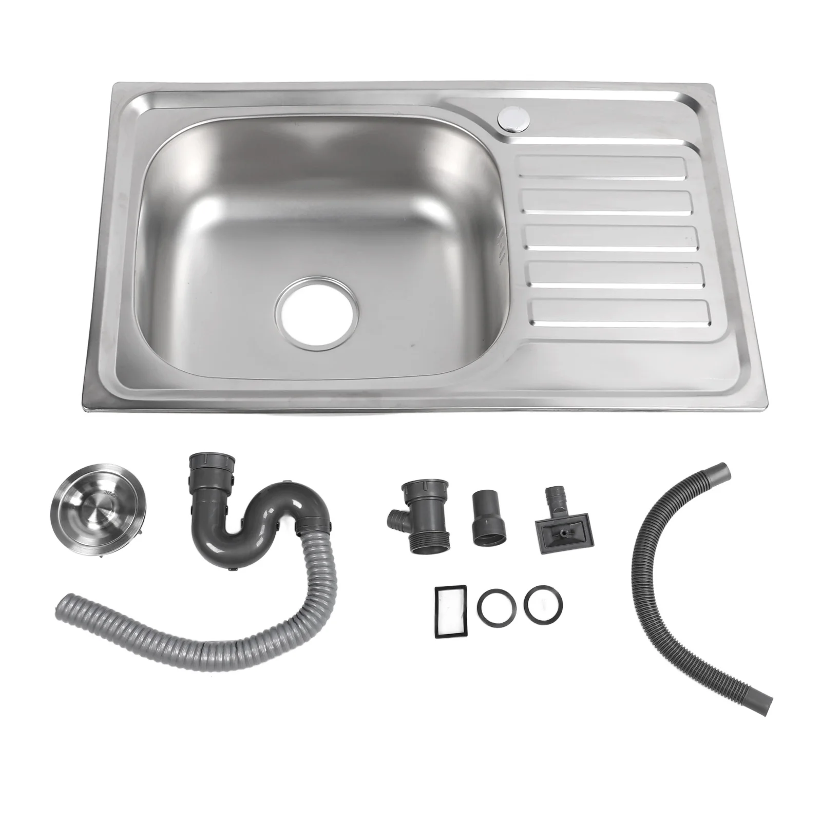 

Single Slot Kitchen Sink with Deep Draining Baske 304 Stainless Steel Large Bowl Top Mount Deep Sink Anti Clogging for Home Bar