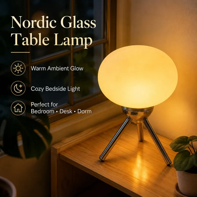 Nordic Mushroom Table Lamp USB LED 3 Color Dimmer Tripod Bedside Light for Bedroom Dorm Hotel Home Living Room Decor Table Lamp