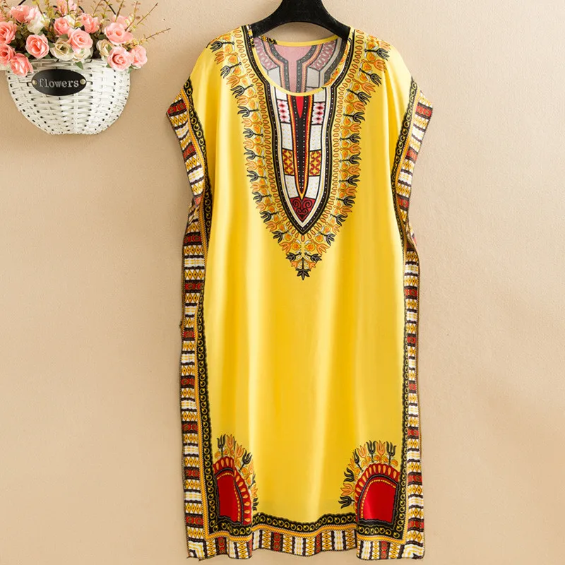 Sleep Dress Mid-Length Ethnic Style Nightdress Beach Sleeveless Summer Nightgowns Women Sleepwear Nightshirt Loose Dress