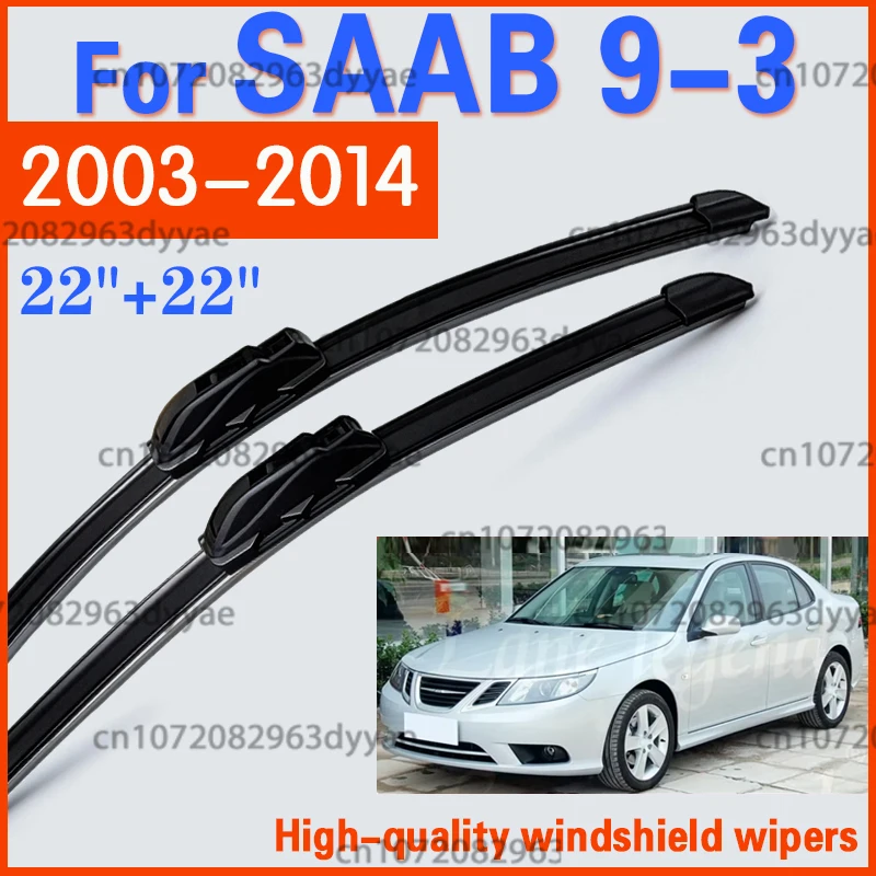 Front Windshield Wiper Blades For SAAB 9-3 2003-2014, Exact Fit High-Quality Rubber All-Weather Pair, OE Replacement
