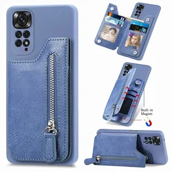 Card Holder Leather Zipper Wallet Magnetic Case For XiaoMi Redmi Note 14 13 12 11 11S 13C 10C X4 Pro 5G POCO X6 X3 NFC Bag Cover