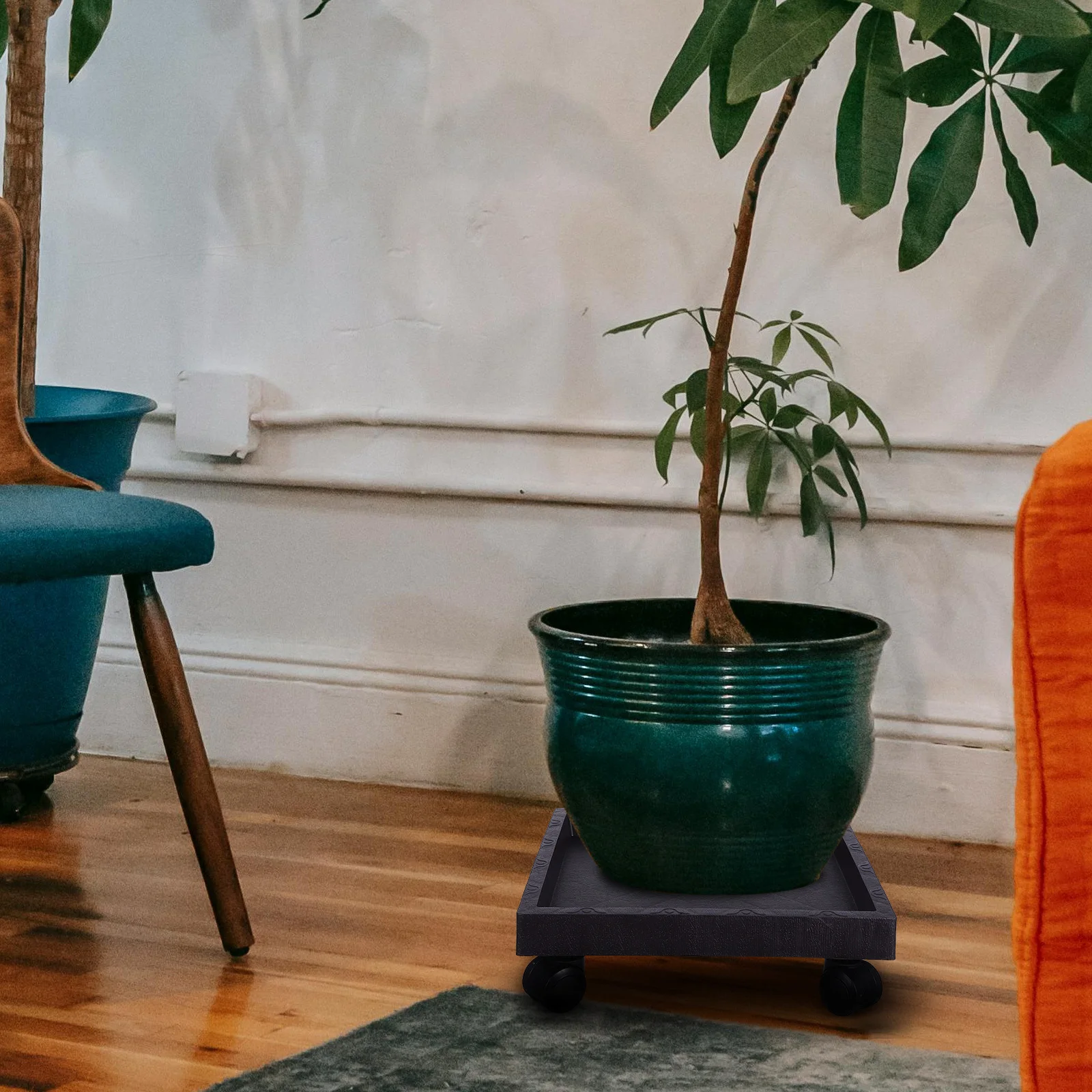 

Totority Square Flower Pot Tray with Wheels Movable Plant for Indoor Outdoor Use Black Plastic Stand 29cm x 29cm x 9.5cm