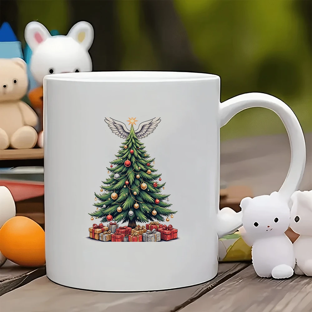 

11oz cartoon Christmas tree mug + festive mood cup Christmas gift kids cup family office coffee mug set