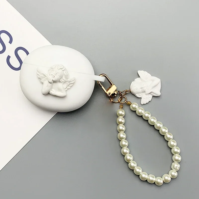 Cute Love Chain Case For xiaomi Buds 5 Case Earphone Silicone Cover Luxury Plating Bow Keychain Case Redmi Buds 5 Pro