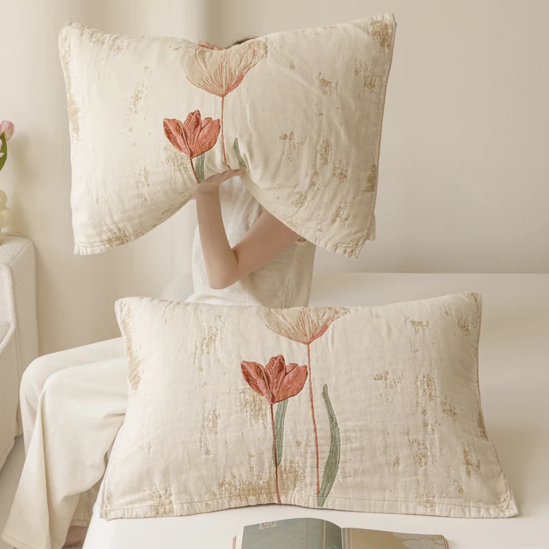 Thickened Pure Cotton Flannel Pillowcases Anti-Slip Pair Set New 2025 Adult Absorbent Pillow Towels Bedding Accessories