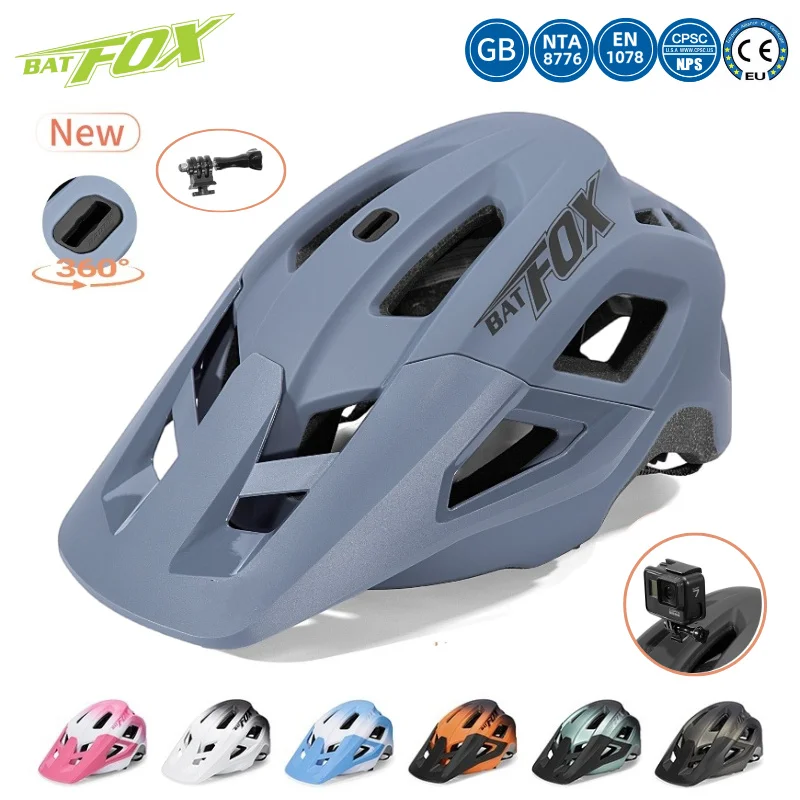 BATFOX New Cycling Helmet Can Install Action Camera Ultralight Adjustable Road MTB Bicycle Helmet Men Women Electric Bike Gear