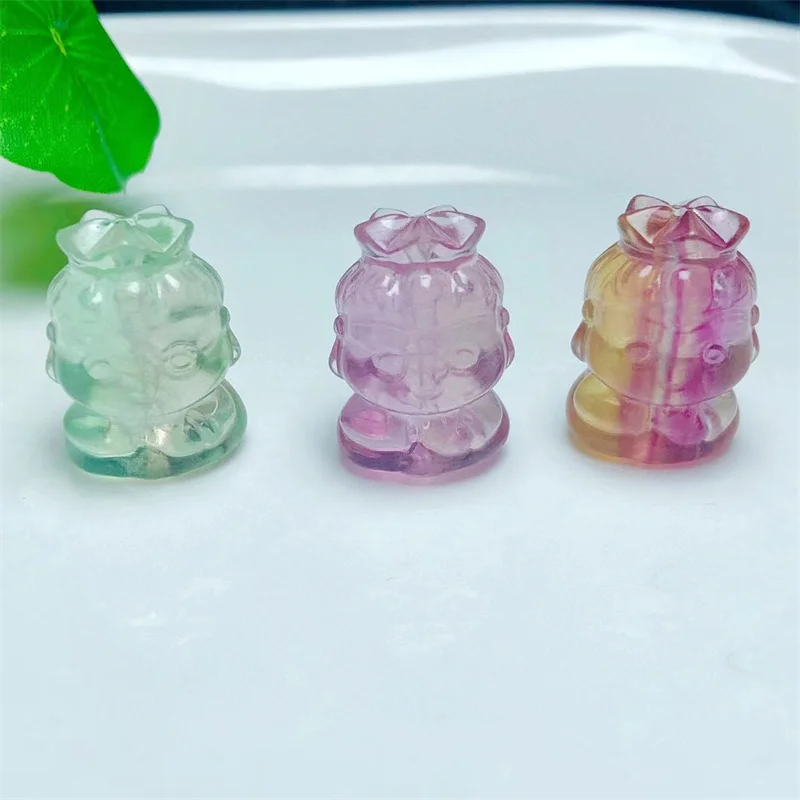 

5pcs Natural Fluorite Guanyin carving Handmade Crystals And Stones Women Gemstone Crystal Lovers Girlfriend Gift 25mm