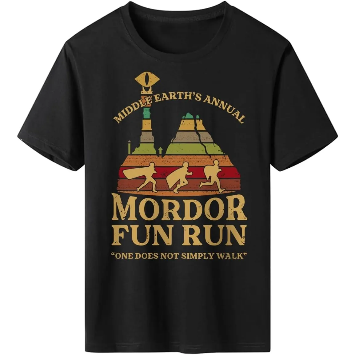 Middle Earth's Mordor Fun Run T-Shirt for Men, Casual Cotton Graphic Tee