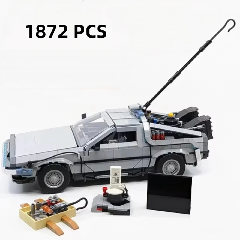 In Stock  Time‑Travel Vehicle Car Model Building Blocks 1872 Pcs Kit Desktop Home Ornament Collectible Holiday Festival Gift