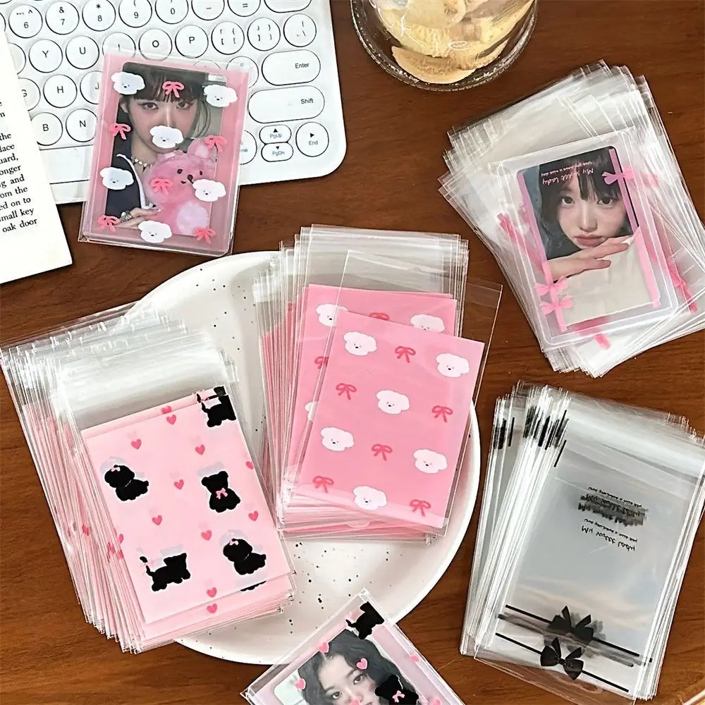 50Pcs High Quality Transparent Self Adhesive Bags Photo Postcards Cute Print Gift Pouch Beads Jewelry Creative Storage Bag