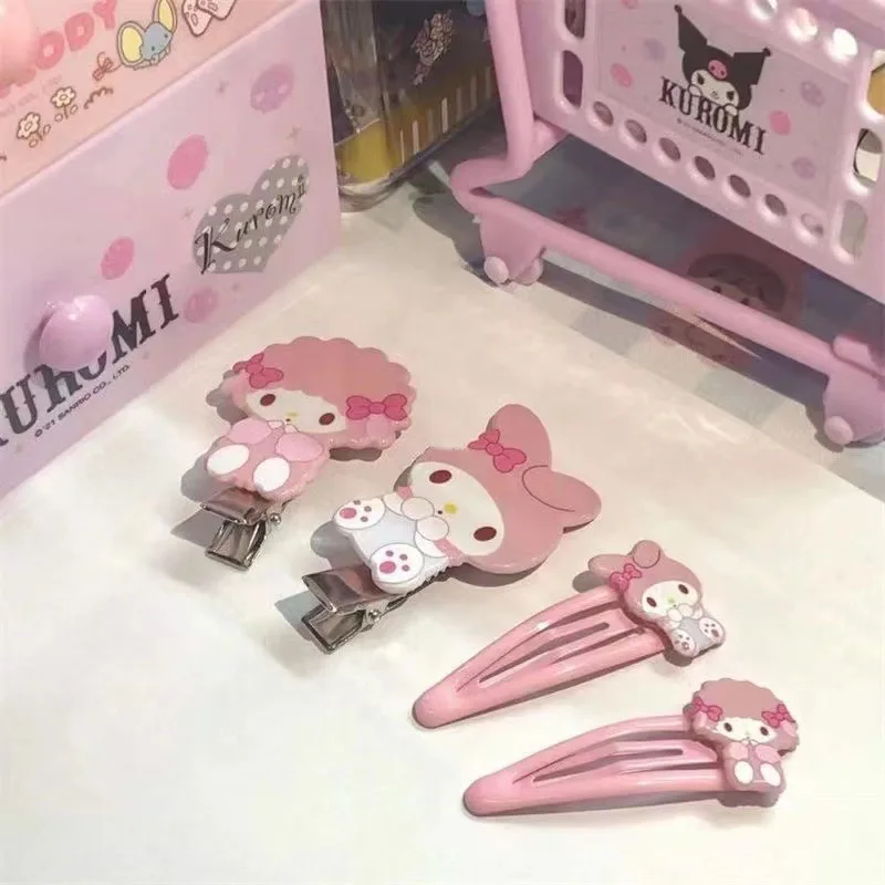 Sanrio Cute Melody Piano Lamb Hairpin Sweet Girl Heart Bb Clip All Match Pink Kawaii Cartoon Girl Exquisite Compact Headdress