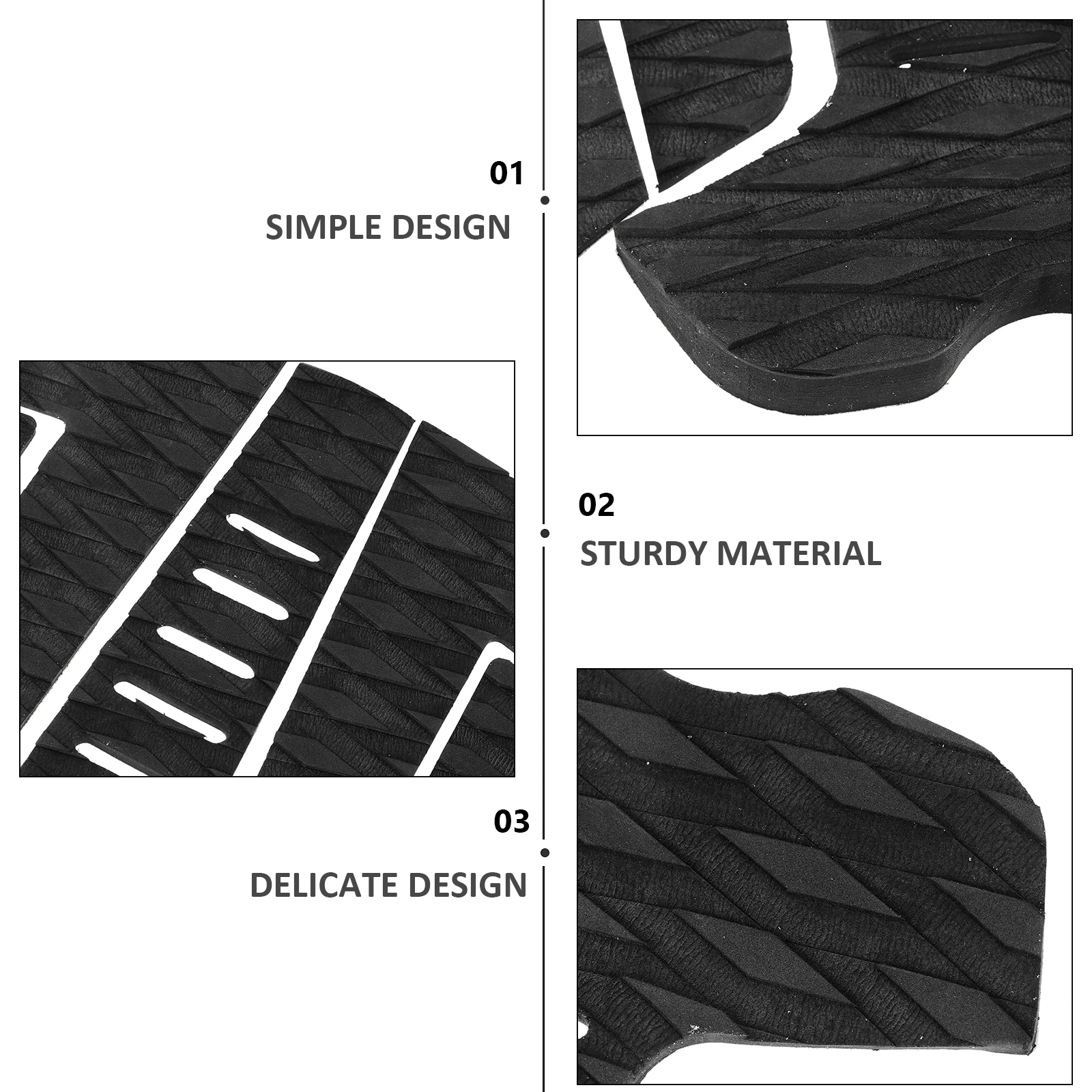 

5pcs Premium EVA Non-slip Traction Pads for Surfboard Tail Heel Black Lightweight Water Resistant Adhesive Surfboard Accessories
