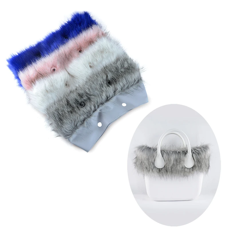 New Dyed Faux Fox Fur Furry White Black Plush Trim for O BAG Thermal Decoration Fit for Classic Big Mini Obag Handlebags