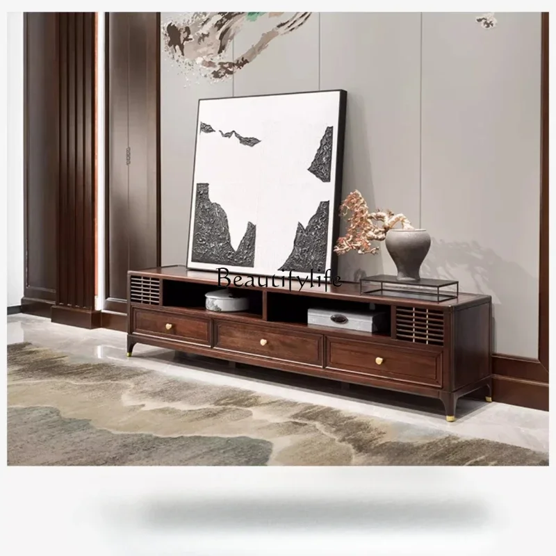 

ls 04New Chinese ebony TV cabinet combination floor cabinet solid wood living room furniture