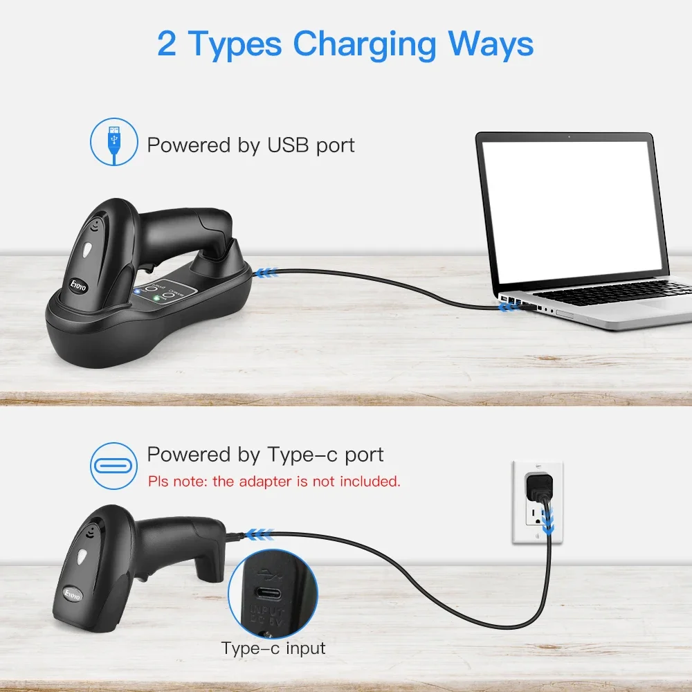 Eyoyo EY-6900D 1D Handheld Wireless Barcode Scanner Reader USB Cradle Receiver Charging Base Bar Code Scan Portable Scanning