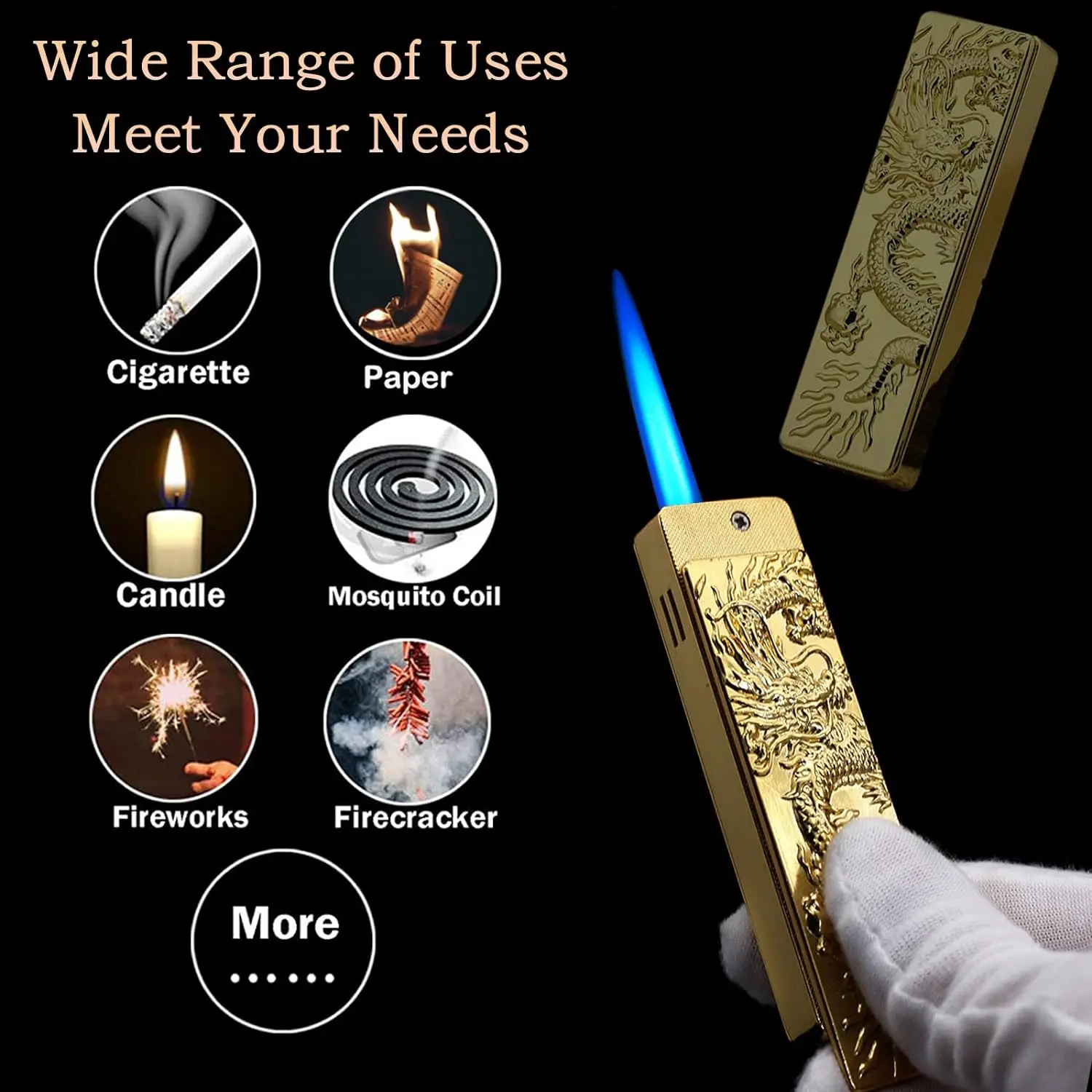 Torch Lighter Cool Pull Down Ignition Sculpture Dragon Jet Flame Lighter Refillable Butane Gas Windproof Design (Without Butane)