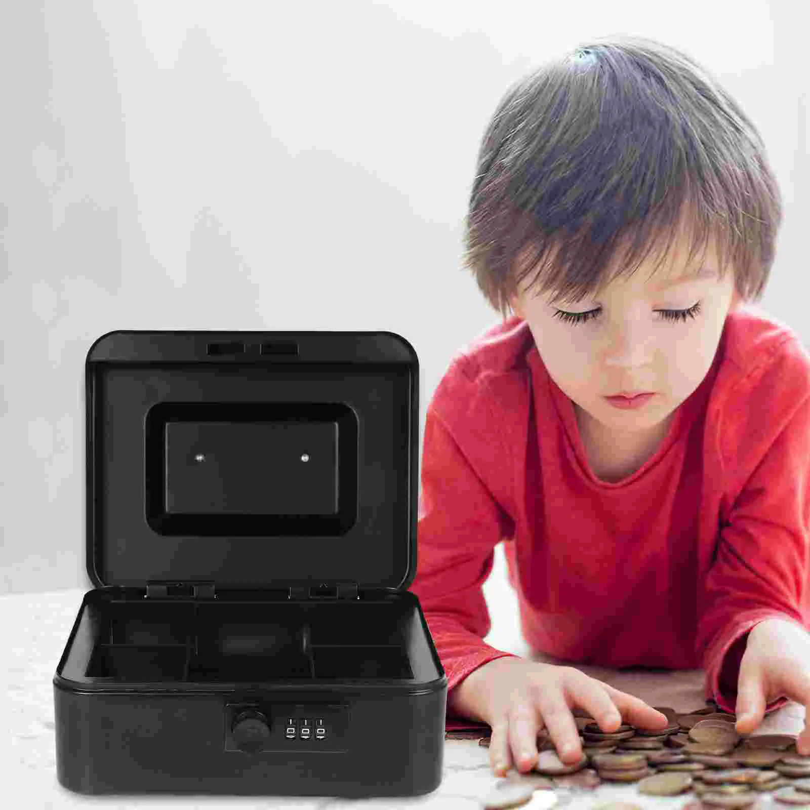 Portable Money Box Organizer Boxes Cash Small Metal Lock for Personal Items Iron