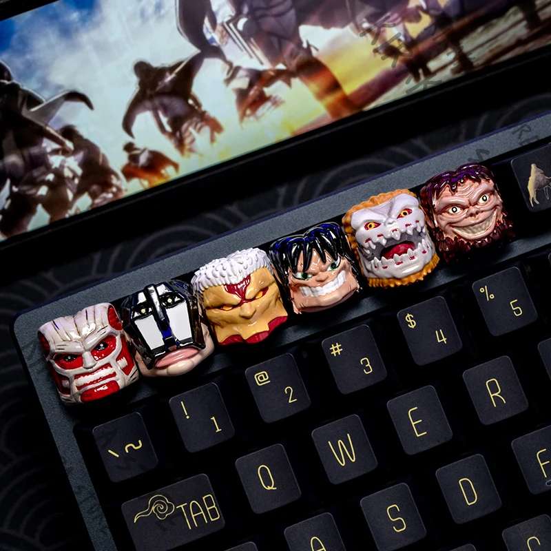

Attack on Titan Cosplay Anime Mechanical Keyboard Resin Keycap Handicraft High Quality Accessories Figurine Mascot present