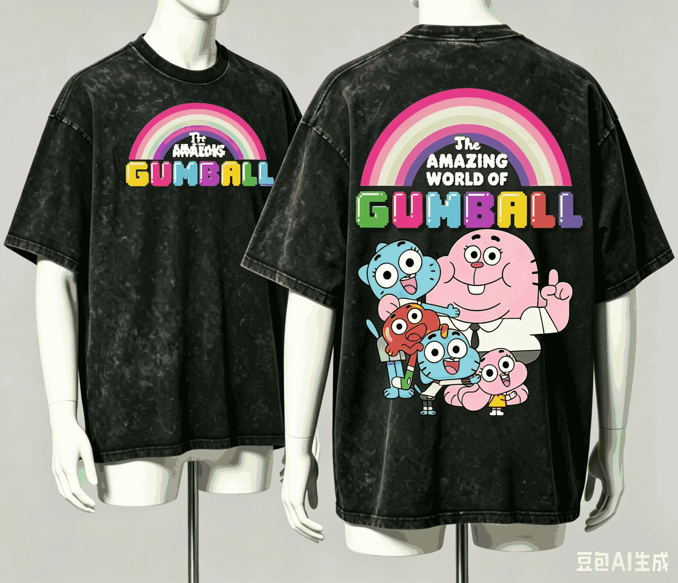 The Amazing World of Gumball New Model personality Clothes Oversized Unisex Streetwear Trendy Cotton Vintage Loose Retro Fashion