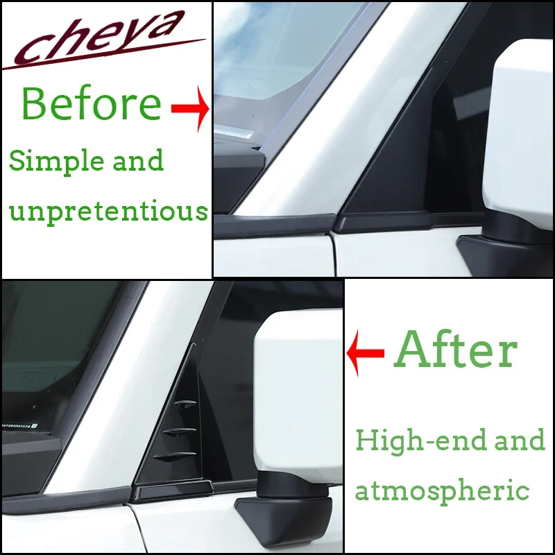 

ABS piano black Rearview Mirror Side Triangle Spoiler Wind Deflector Trim Cover For Toyota Prado J250 2024+ Exterior accessories