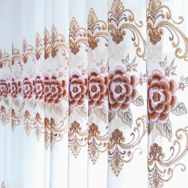 1PC Minimalist European Style High-end Living Room Embroidery Balcony Bedroom Grand Princess Window Curtains
