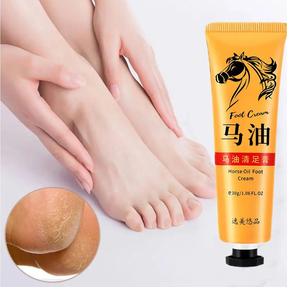 Crème à l'huile de cheval pour les pieds secs et fissurés, soin des pieds, automne, hiver, prévenir les gelures, nourrir, Sk A6B5, 30g, 1 pièce