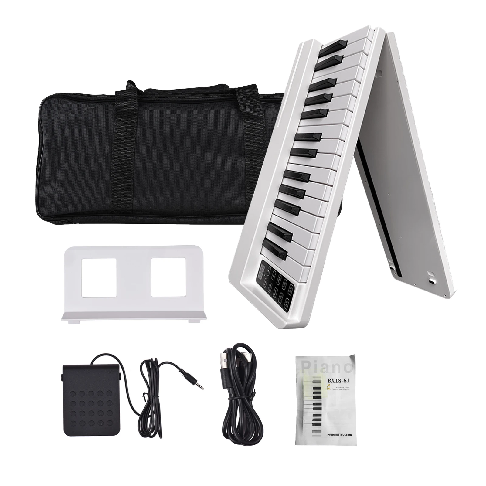 61-Key Foldable Electronic Piano Multifunctional Electronic Organ BT Connectivity Portable Musical Instrument or Accessories