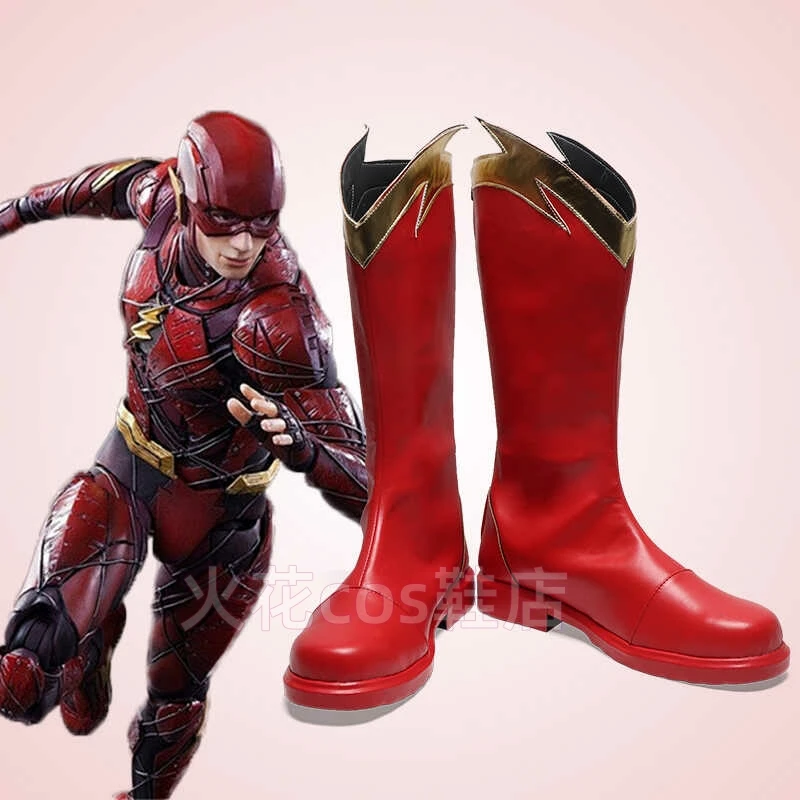 

Red Boots Flash Barry Allen Cosplay Shoes Boots Halloween Christmas Props Custom Made